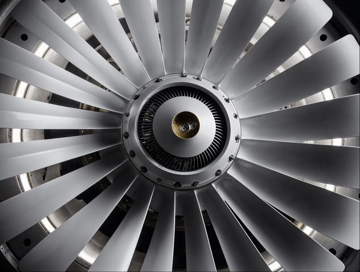 Close-up of turbine fan blades